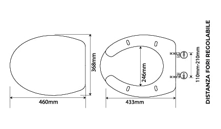 Sedile WC per Disabili in MDF Bianco con Cerniere Regolabili – Distanza Fori 110–210 mm