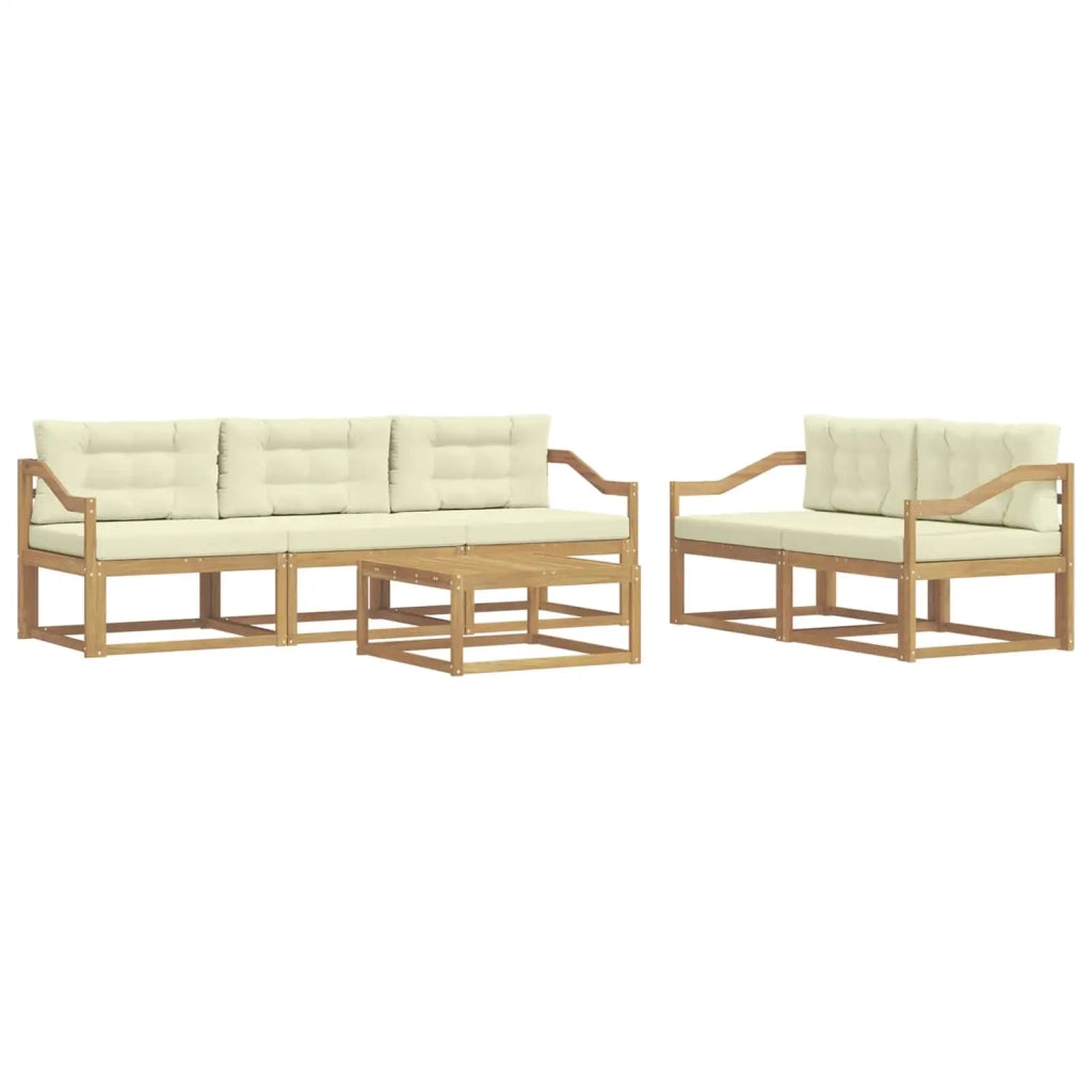 Set di divani da esterno con cuscino 6 pcs Bianco e Crema