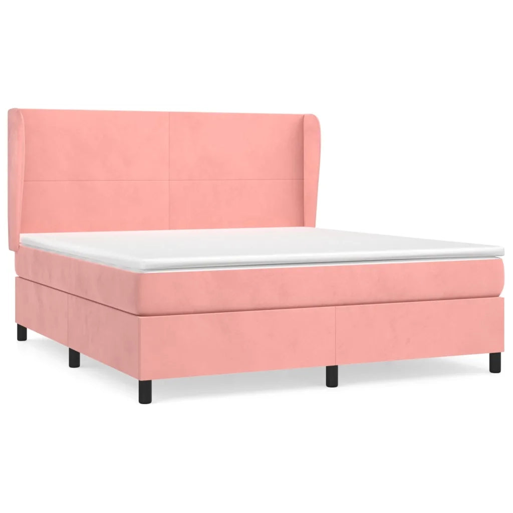 Giroletto a Molle con Materasso Rosa 160x200 cm in Velluto 3129104