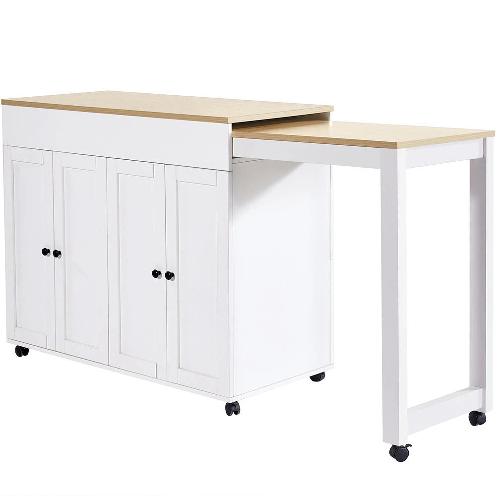 Tavolo Bar Estendibile - Xylo - 118-180??50??94 cm - Bianco 6 Ripiani
