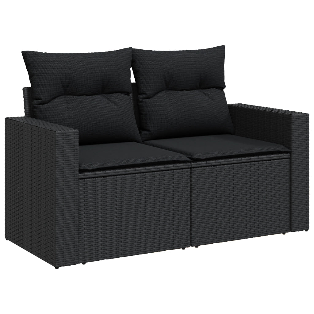 Set divano da giardino  13 pezzi con cuscini Polyrattan nero Acacia
