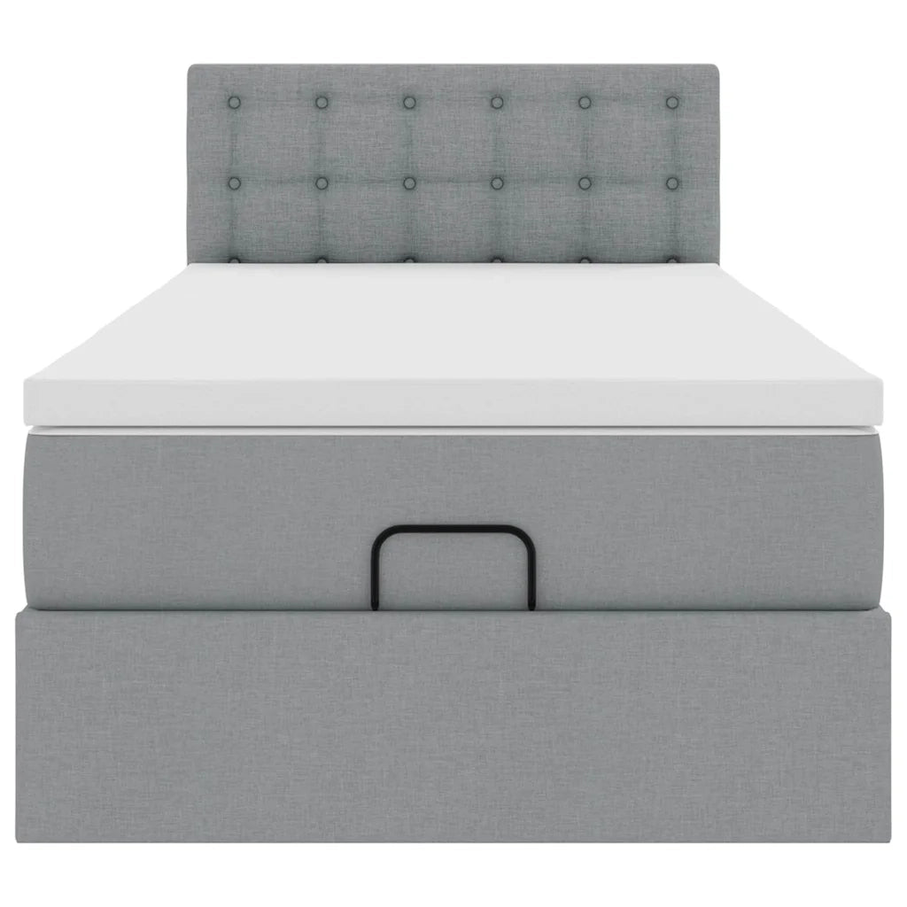 Pouf Letto con Materasso e LED Grigio Chiaro 80x200cm Tessuto 3312429