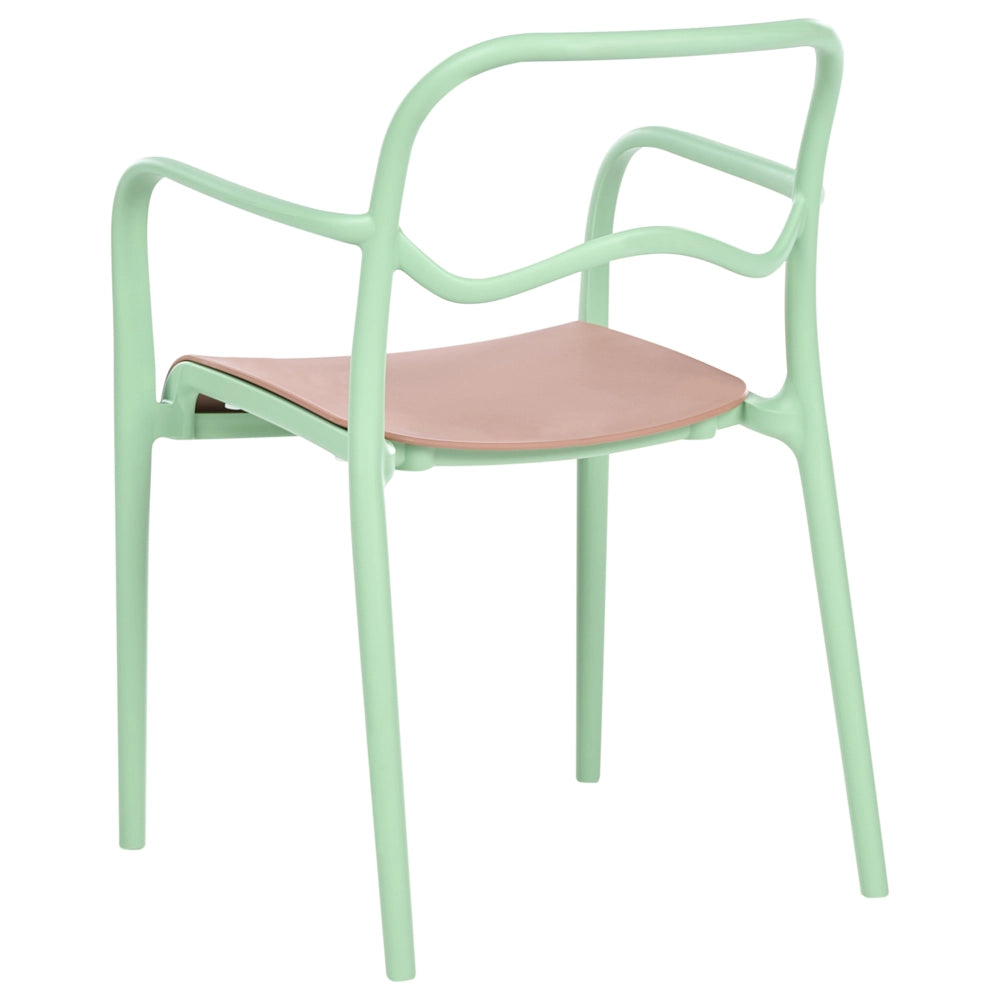 Set di 2 sedie da giardino impilabili in plastica verde e marrone stile retrò per tutte le stagioni
