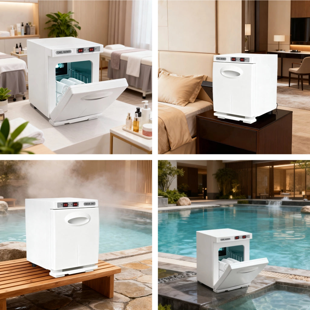 ZMH Scaldasalviette bianco 5L scaldasalviette rotante a 360° asciugasalviette UV per saloni di bellezza e spa