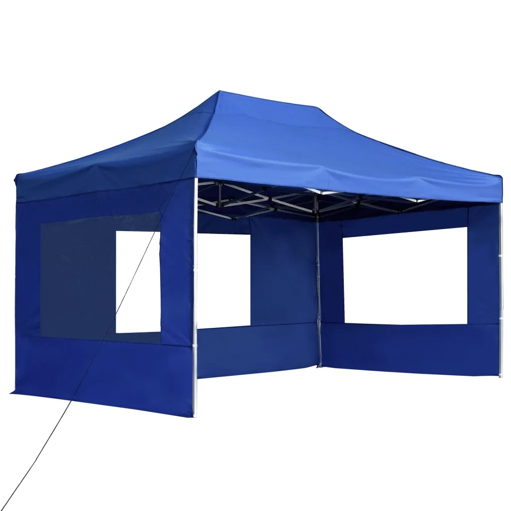 Gazebo Professionale Pieghevole Pareti Alluminio 4,5x3m Blu 45497
