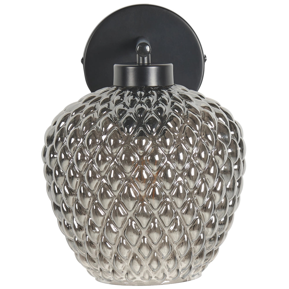 Lampada da terra Grigio e nero con base in ferro e paralume fumé in vetro Punto luce singolo Accessori per la casa Illuminazione
