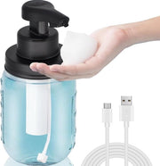 Sapone Liquido Senza Contatto Dispensatore 450 ml - Ricaricabile - Senza Mani - Dispensatore di Sapone Liquido - Stile Vetro Preservato - Pump a Senso - Lavandini Cucine Superfici di Lavoro