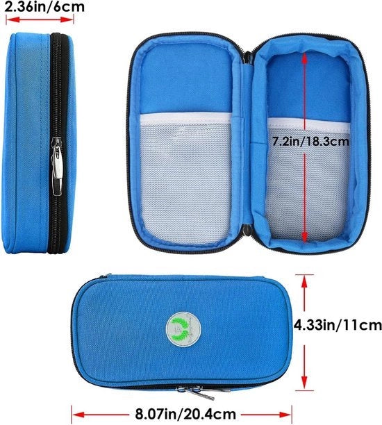 Koeltas diabetici isolata portatile per penne di insulina e diabete con 2 elementi raffreddanti (blu)