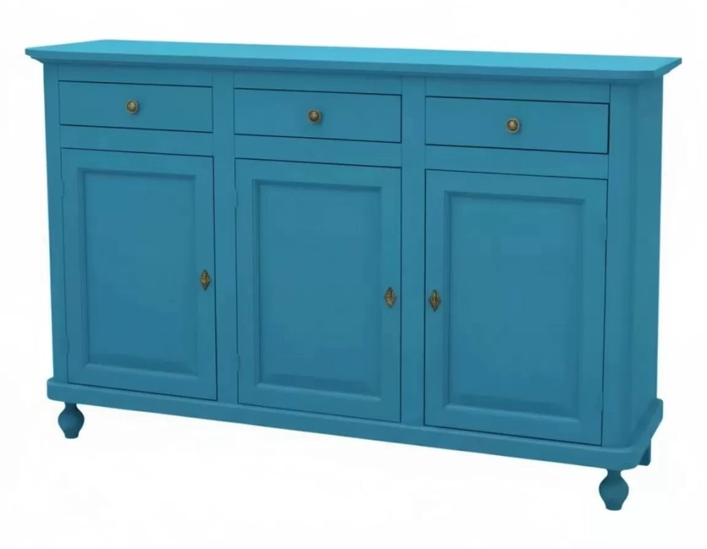 Madia credenza 3 ante legno shabby azzurro 158x45x98 - Mobili 2G