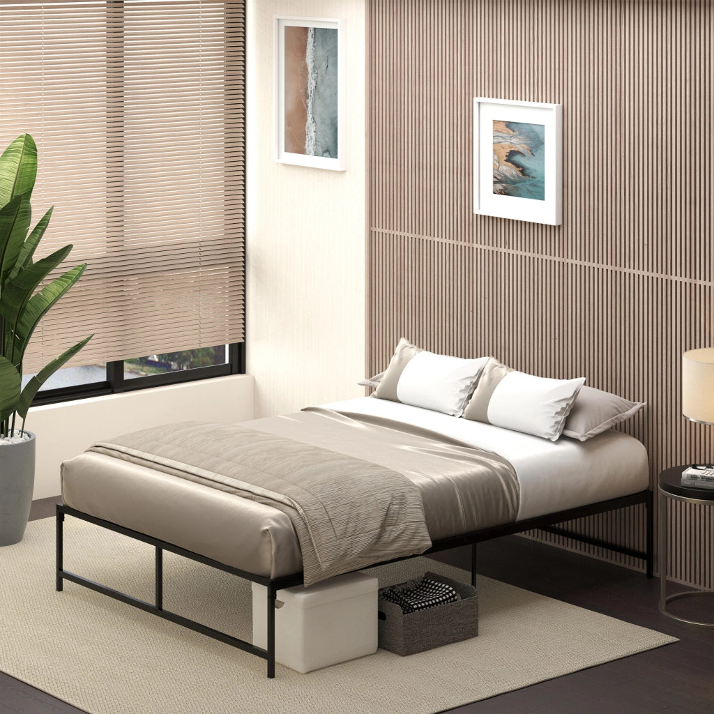 Giroletto matrimoniale con contenitore ¨C Xylo ¨C nero metallo 135x190 cm gambe 35 cm