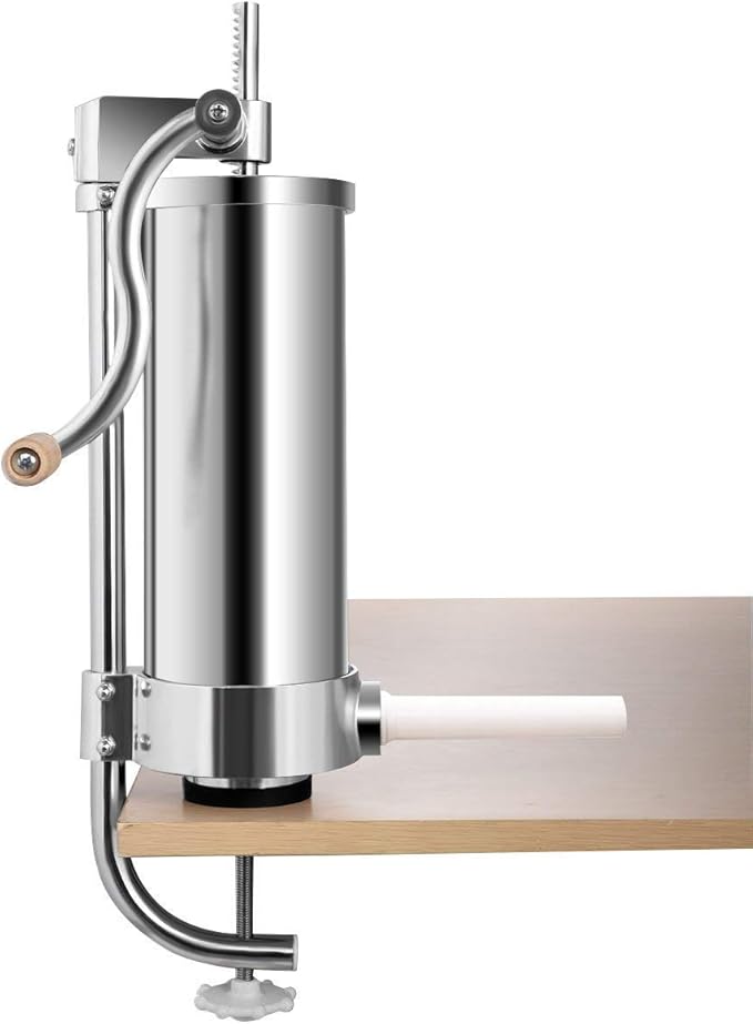 3 kg Insaccatrice per Salsicce, Macchina per la Produzione di Salsicce, Insaccatrice Manuale in Acciaio Inossidabile, Salsicce Siringa con 4 Tubi di Riempimento