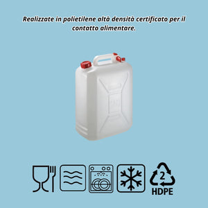 Tanica 25 litri in Plastica con Tappo e Dosatore - Fusto HDPE Contenitore Per Condensa Condizionatore - Bidone per Liquidi