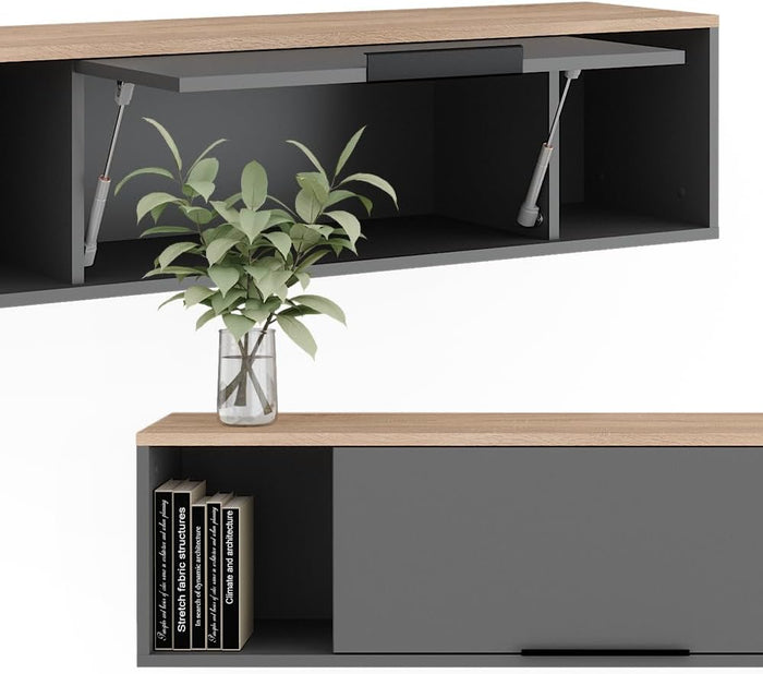 Scaffale a muro Betti, Antracite/Sonoma, 120 x 30 cm