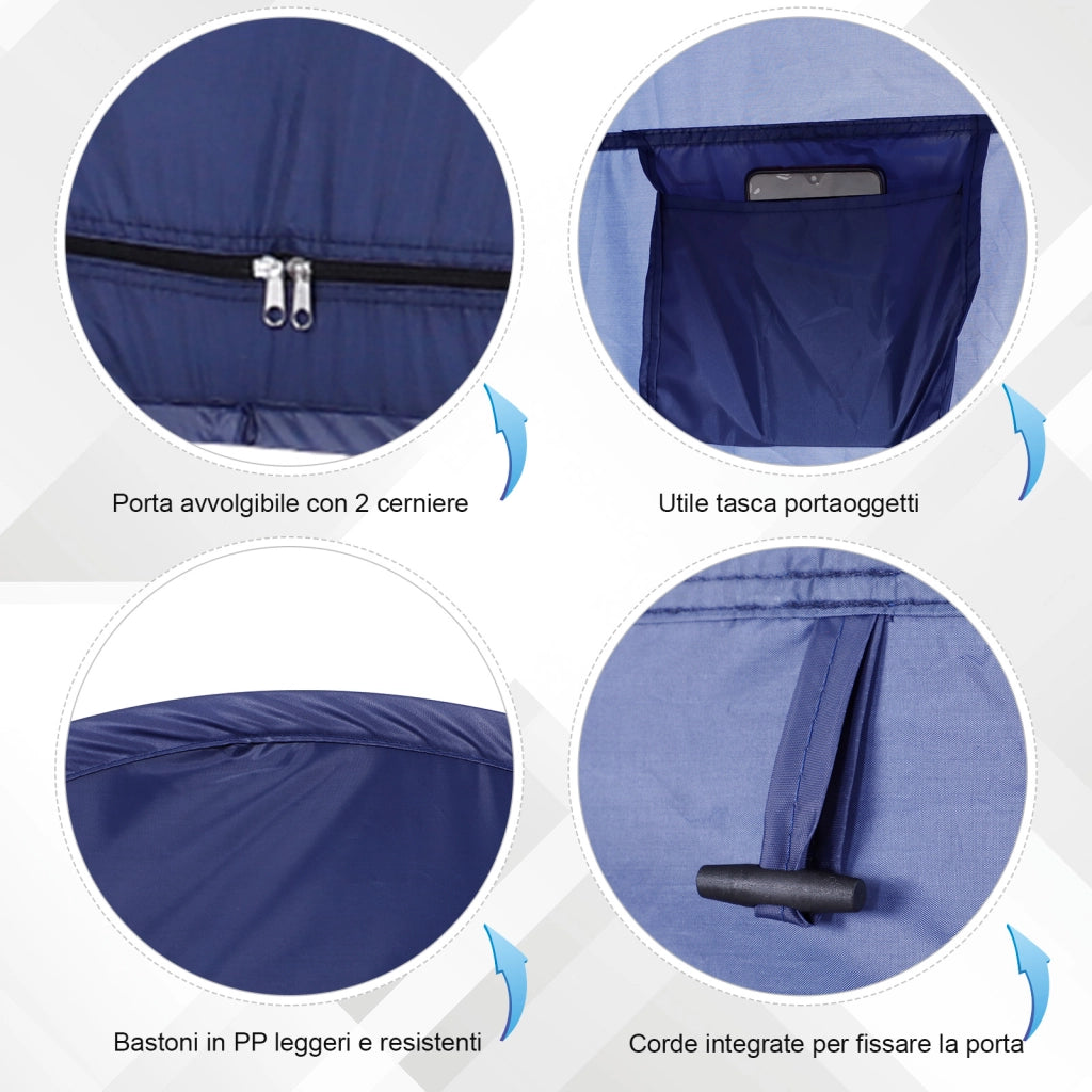 Tenda da Doccia Pop Up Impermeabile 100x100x185 cm in Poliestere Blu Navy