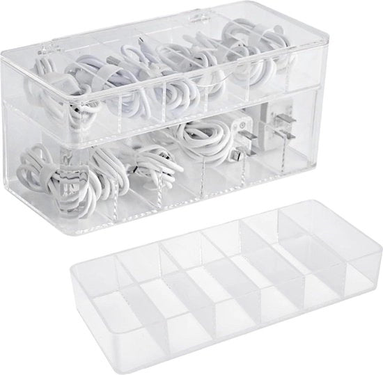 Organizzatore di cavi con 12 cassette e 15 clip trasparente per la gestione dei cavi - ideale per uso domestico e ufficio