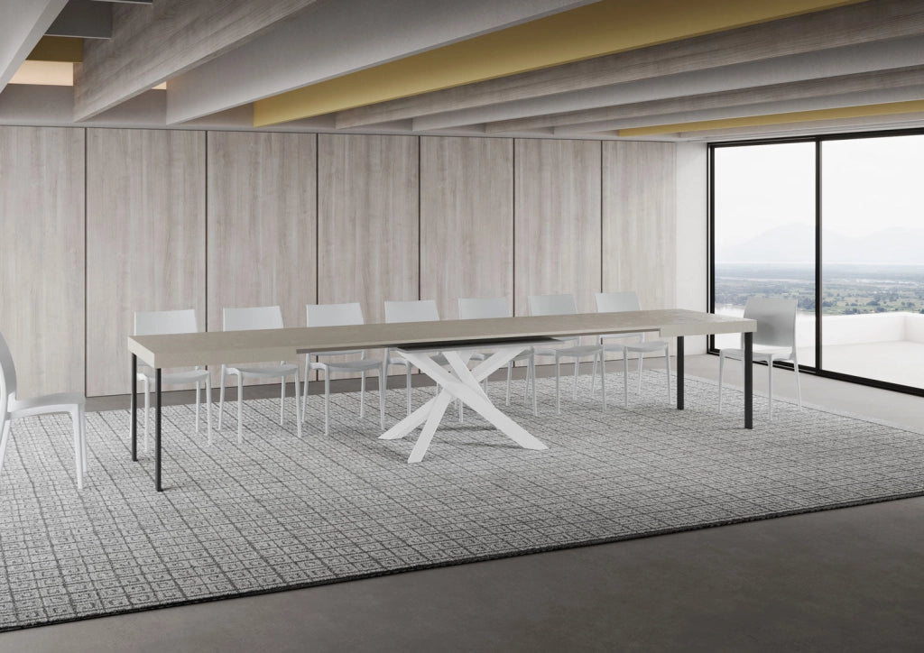Tavolo Allungabile 160-420x90x77 cm Volantis Cashmere Telaio Bianco