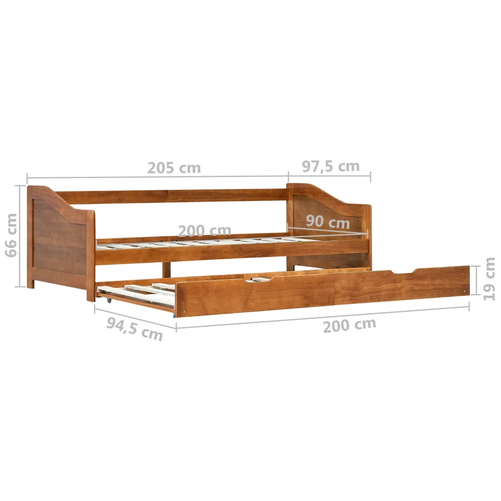 Divano Letto a Scomparsa Marrone Miele Legno di Pino 90x200 cm cod mxl 59784