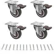 4 ruote di regolazione con freno - 32 cm - Ruote silenziose in gomma - Piattaforma di montaggio L - Adatti per mobili, vasi di fiori, alberi di Natale, mensole - Strumenti per il fai da te