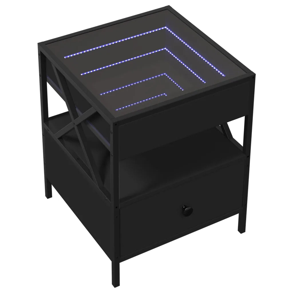 Tavolino da Salotto con LED Nero 40x40x30 cm