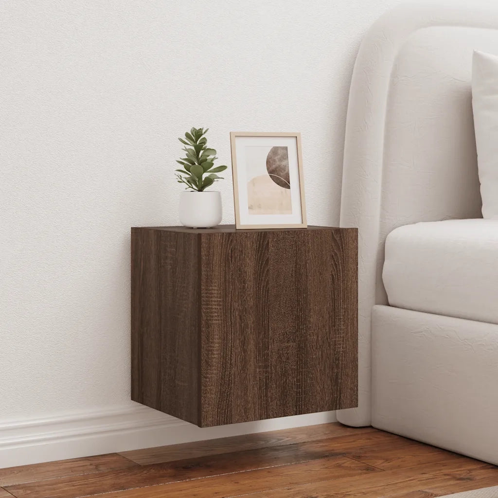Mobili TV a Parete con Luci LED 2pz Rovere Marrone 40,5x35x40cm 837259