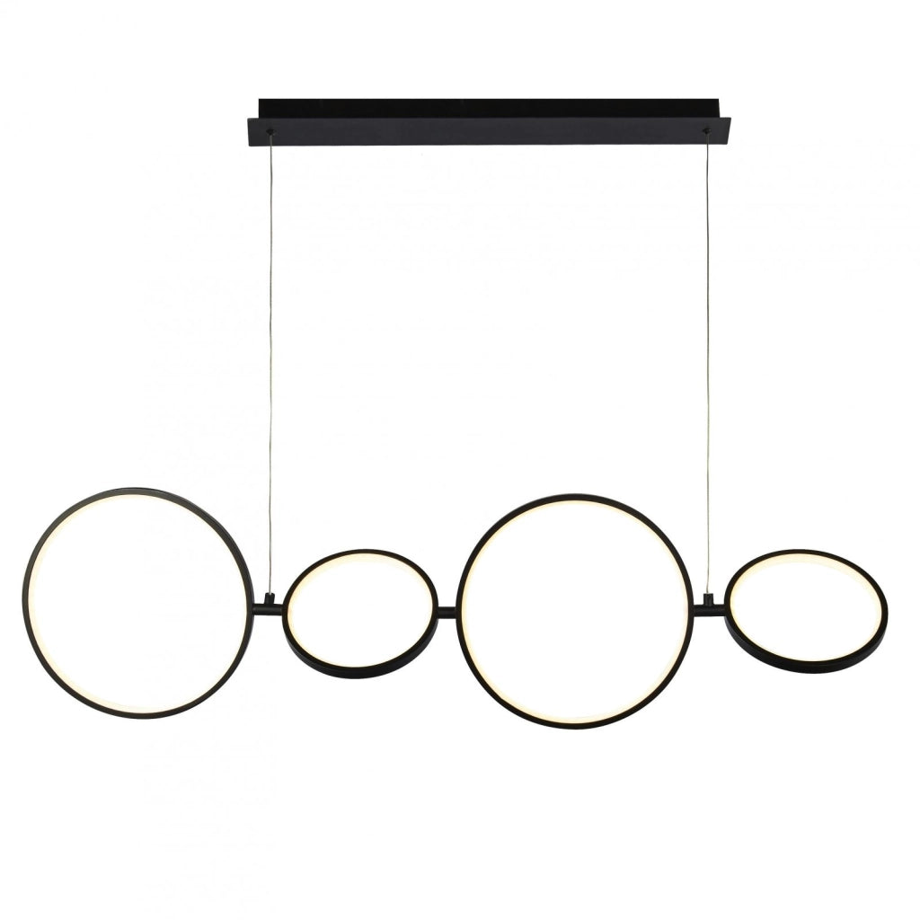 Cirque 4Lt LED Anello Pendente - Metallo Nero e Silicone Opale