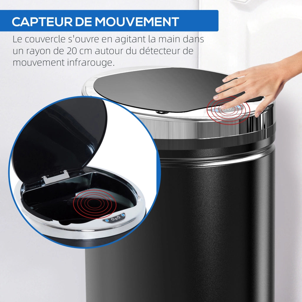 Pattumiera Automatica 42L ¨C zephmum ¨C Acero Galvanizzato Nero