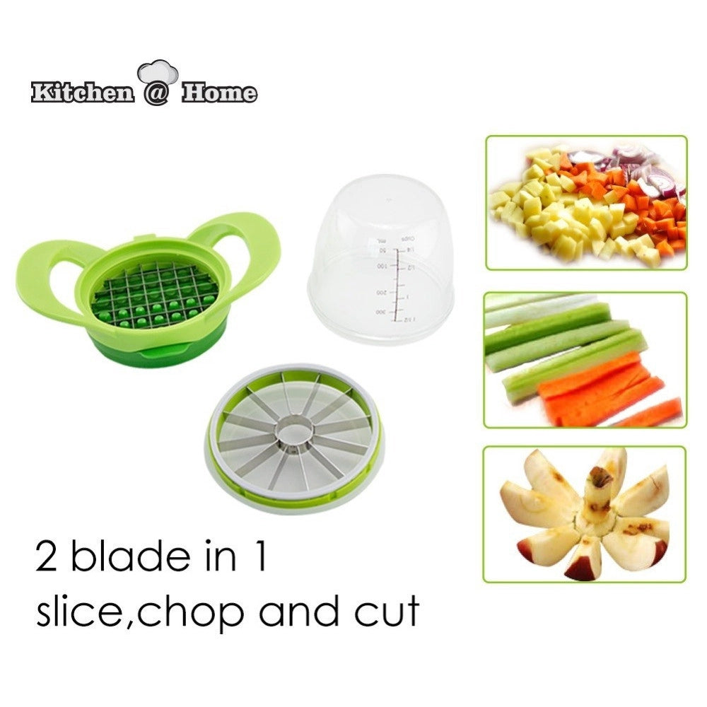Trade Shop - Affetta Verdure Chopper Trita Sminuzza Frutta Con Recipiente In Vetro Slice Dice -