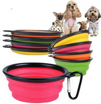 Ciotola da Viaggio per Cani e Gatti 450 ml, Pieghevole per Acqua e Crocchette, in Silicone Portatile Con Moschettone (Rosso)