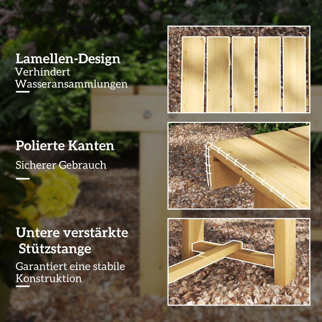 Panchina da Giardino 2 Posti ¨C zephmum ¨C Legno Naturale 110x38x35 cm