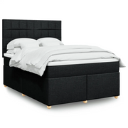vidaXL Giroletto a Molle con Materasso Nero 160x200 cm in Tessuto