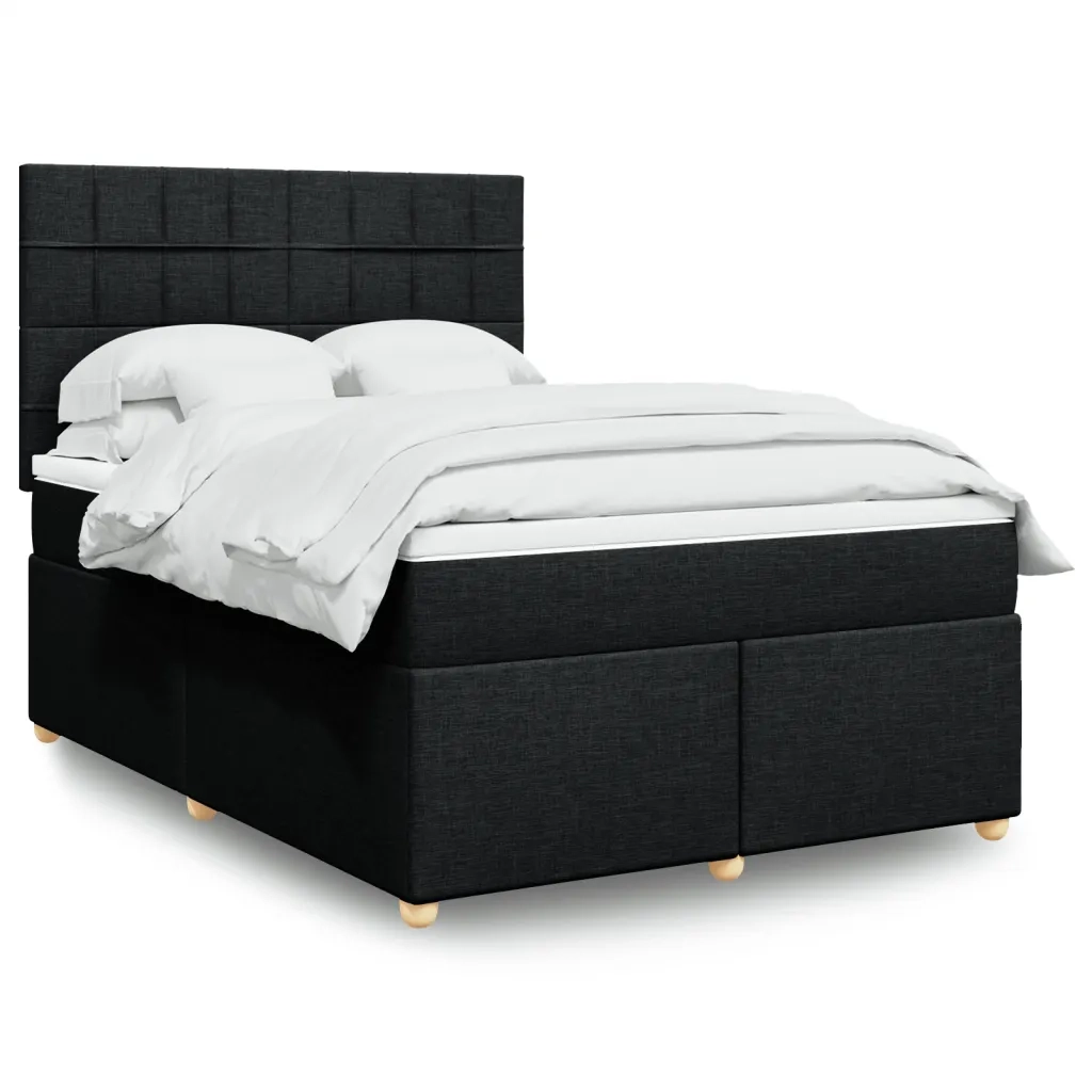 vidaXL Giroletto a Molle con Materasso Nero 160x200 cm in Tessuto