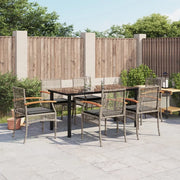 Set da Pranzo da Giardino 7 pz con Cuscini in Polyrattan Grigio 3213621