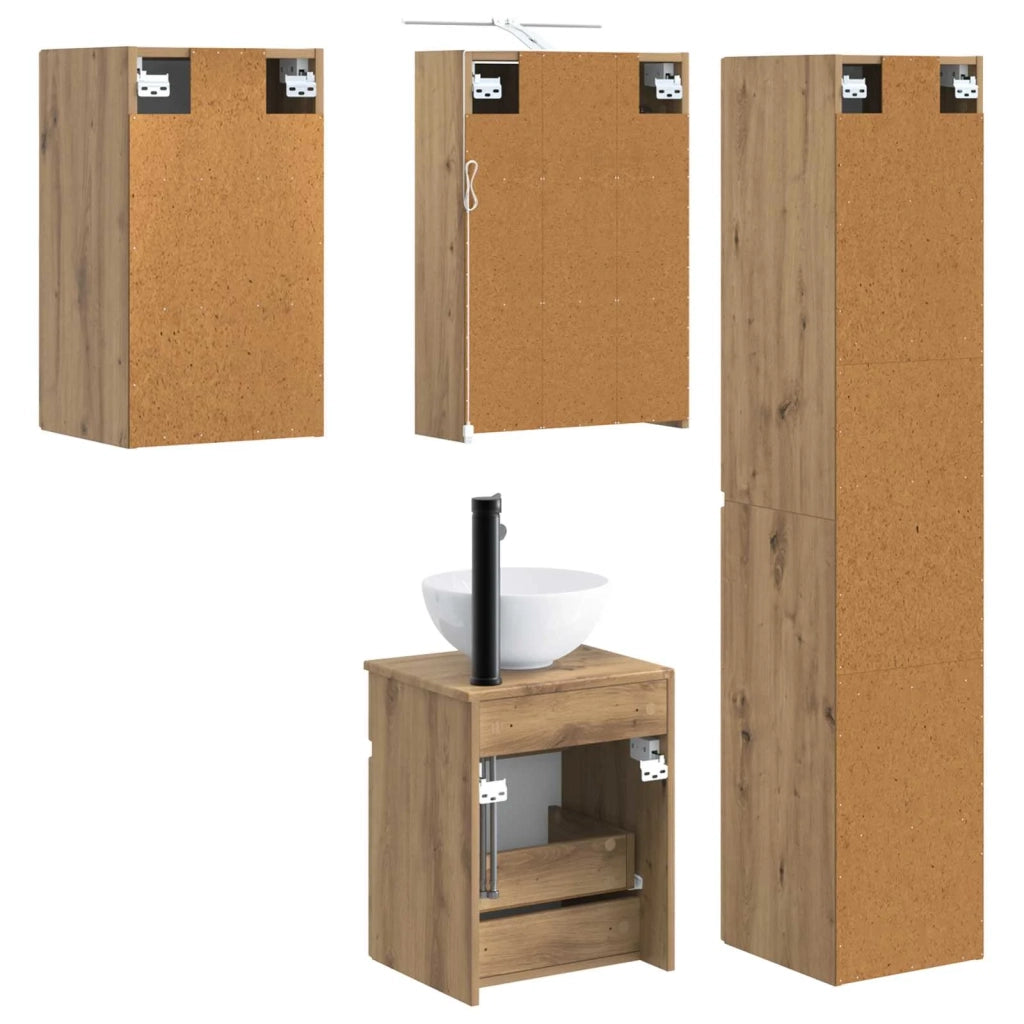 Set di Armadi da Bagno 5 pcs Rovere Artigianale 3407350