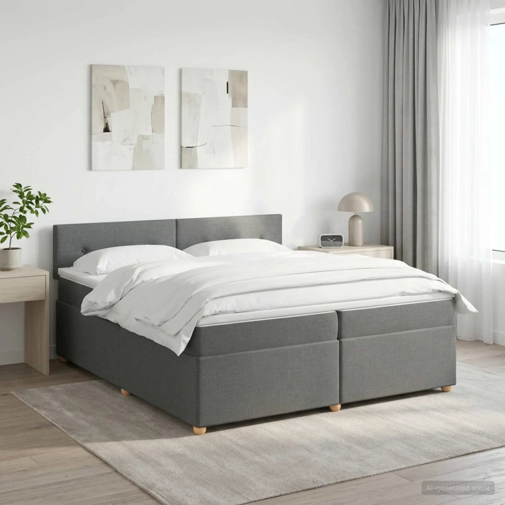 Letto box spring con materasso Grigio Scuro 200 x 200 cm 3451036
