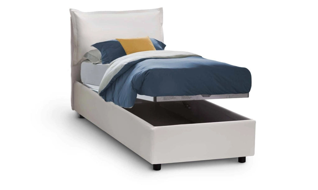 Amandola, Letto Singolo Materasso Incluso Made in Italy, Bianco