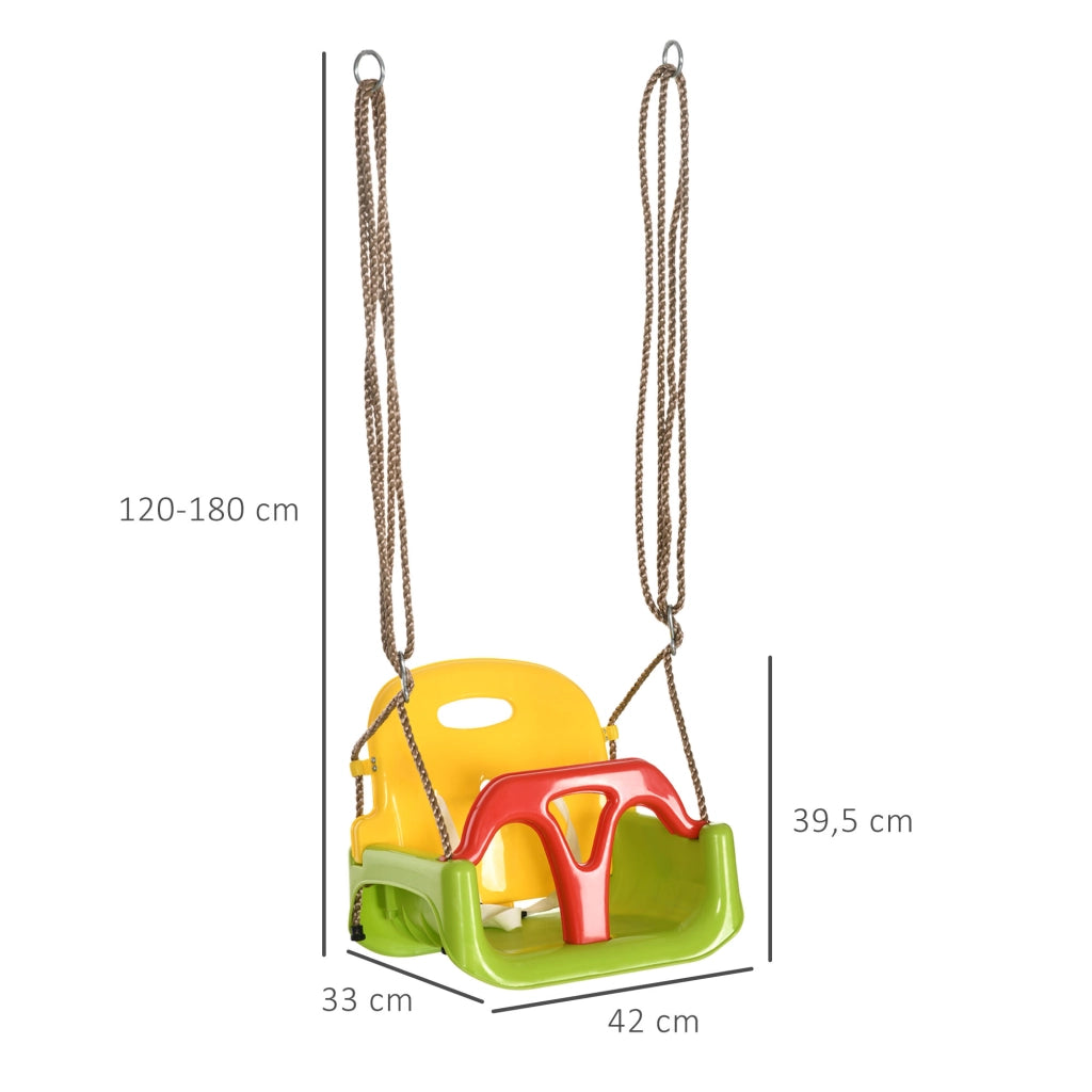 Altalena per Bambini con Schienale Regolabile ¨C Zephmum ¨C 42x33x120-180 cm Multicolore