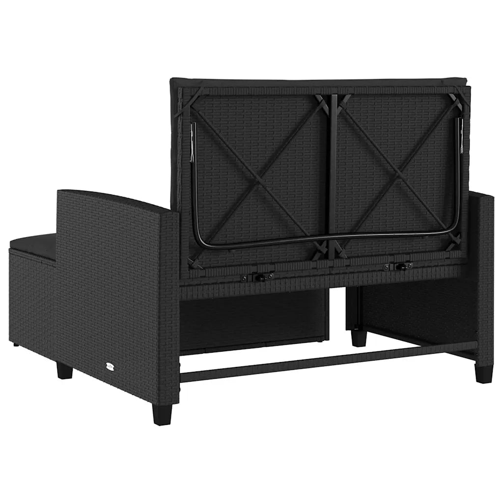 Divano da Giardino con Cuscini a 2 Posti-Sofa da Giardino-Divano da esterno Nero in Polyrattan 702533