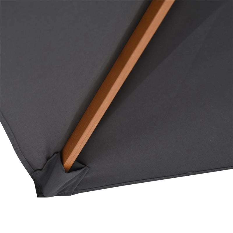 OMBRELLONE DA GIARDINO 2X3M IN LEGNO E BAMBÙ CON 8 STECCHE E COPERTURA IN POLIESTERE GRIGIO SCURO