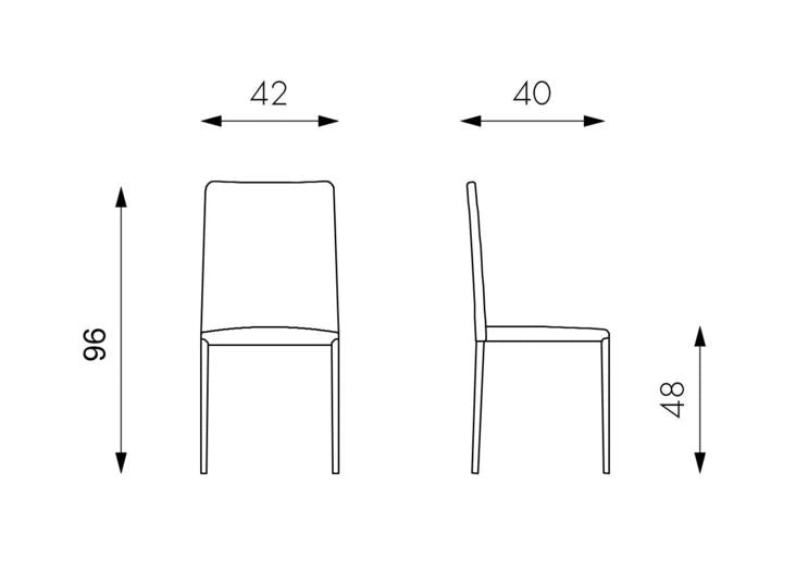 Set 4 Sedie 40x42xH96 cm in Similpelle Cleo Tortora