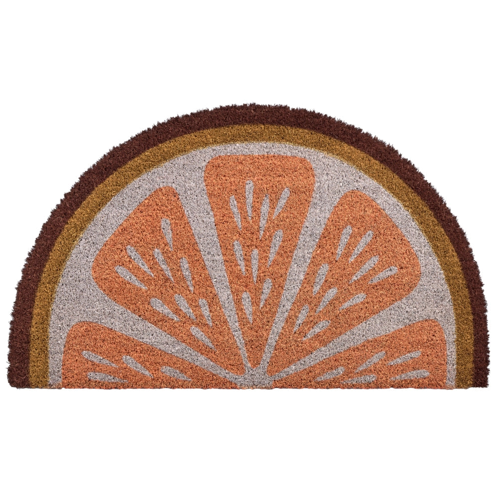 Zerbino in fibra di cocco arancione con fondo antiscivolo 45 x 75 cm, antiscivolo, decorativo, con stampa arancione, zerbino di benvenuto