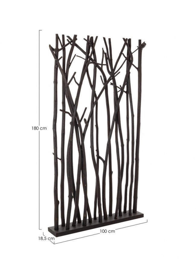 Paravento in Legno Mungur Naturale con Rami Decorativi - INGRID
