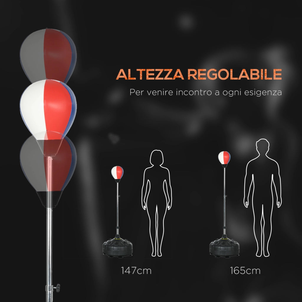 Punching Ball da Terra 147-165 cm con Base Riempibile e Ventose in PU e Plastica Nero