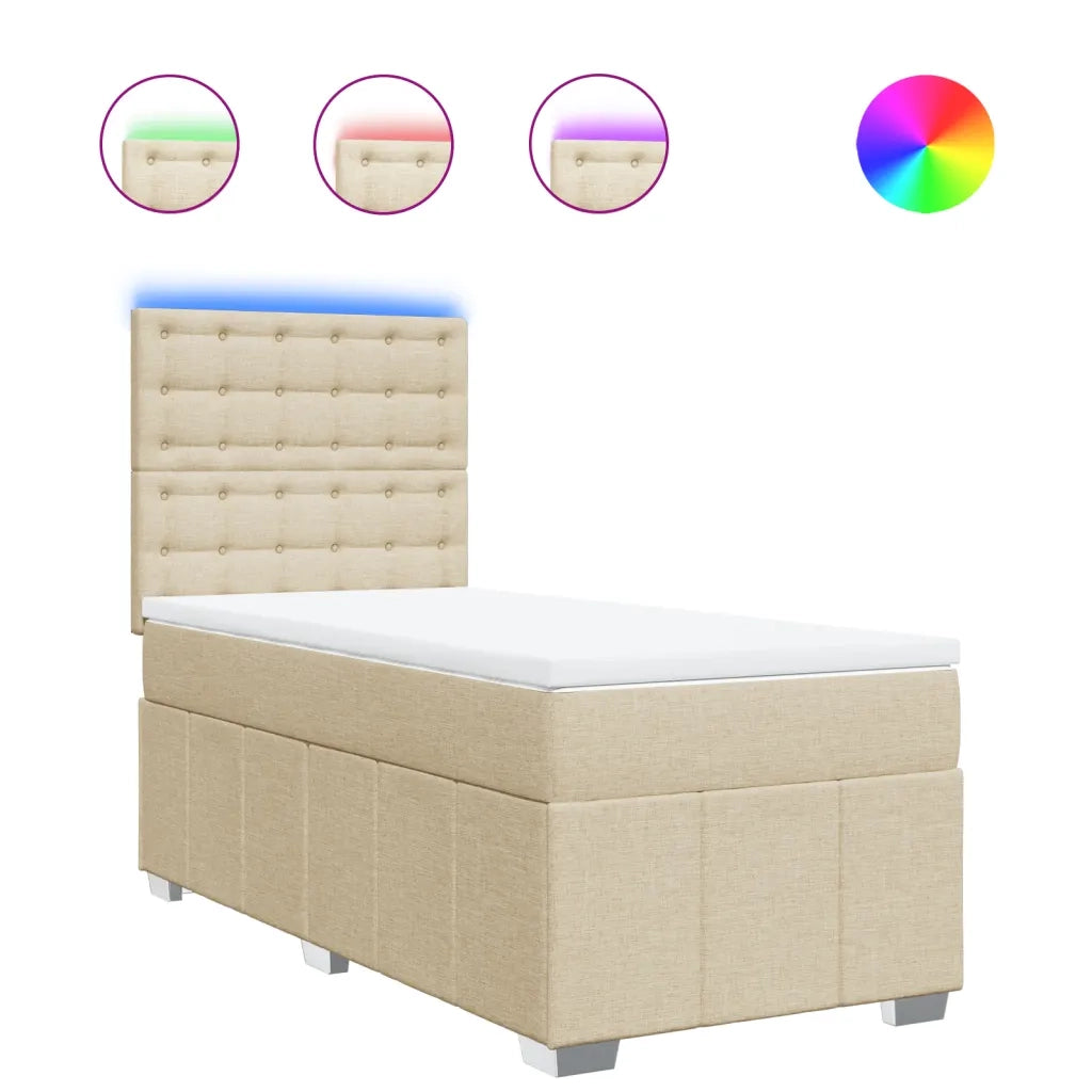 Giroletto a Molle con Materasso Crema 80x200 cm inTessuto