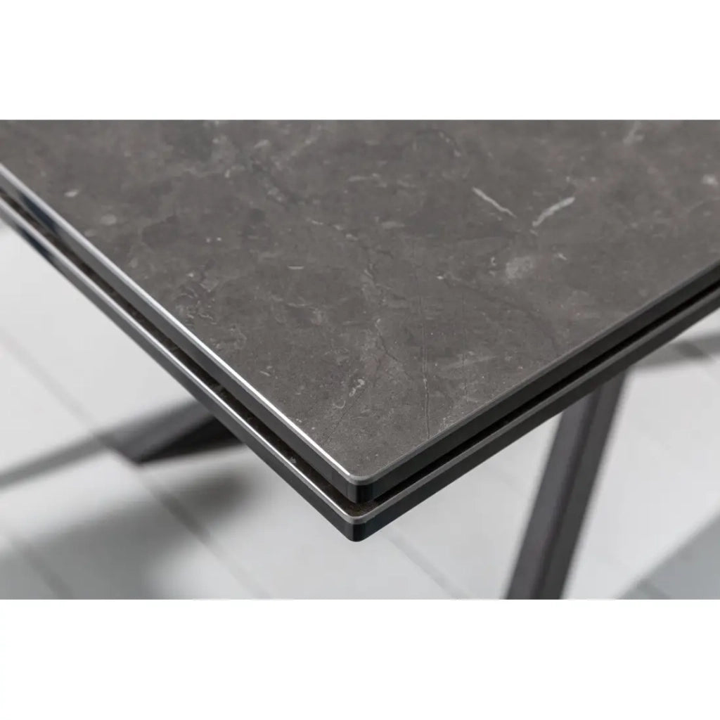 Tavolo da pranzo STELIX 180–220–260 cm – Piano in ceramica antracite e vetro temperato – Estensibile