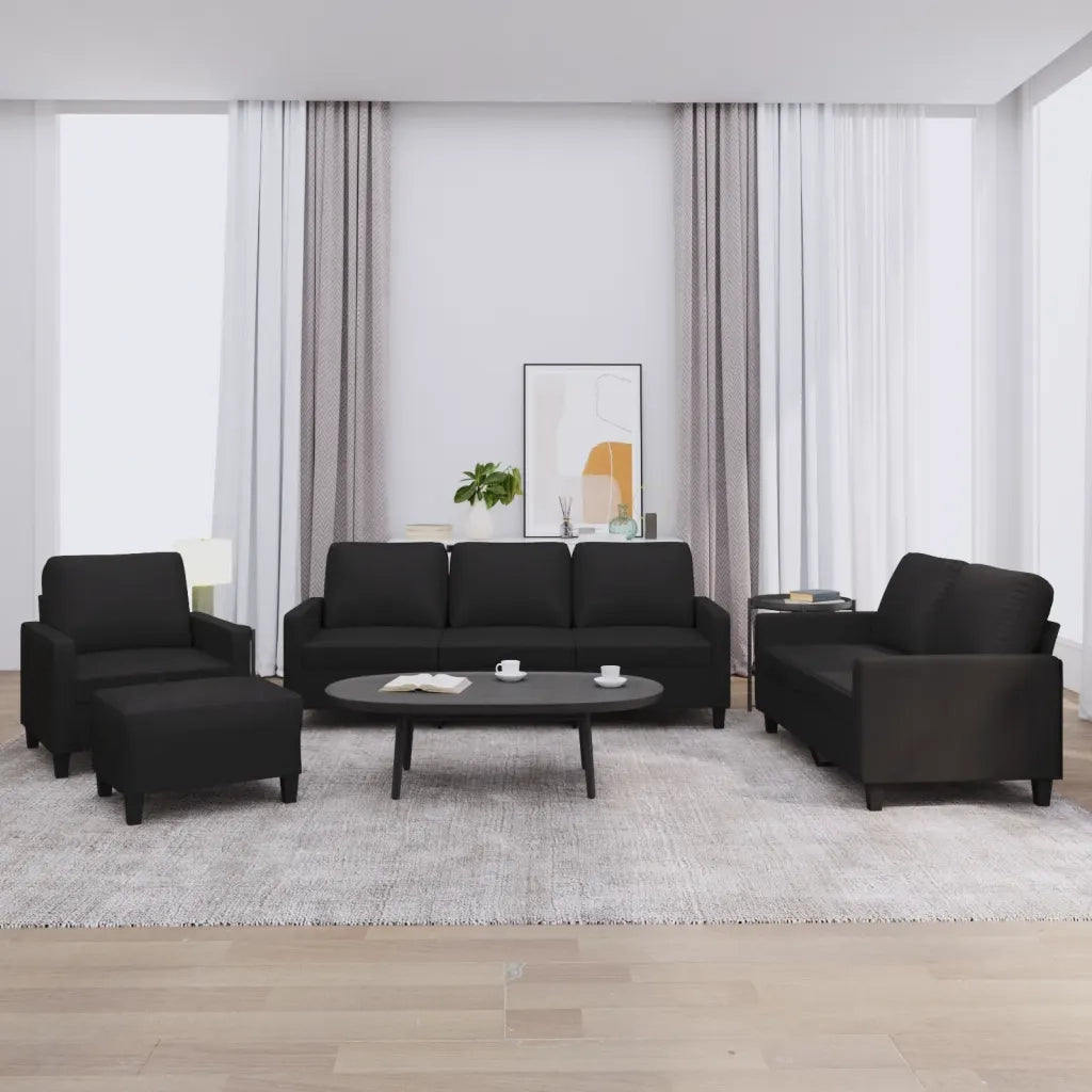 Set di Divani 4 pz con Cuscini Nero in Similpelle 3201403