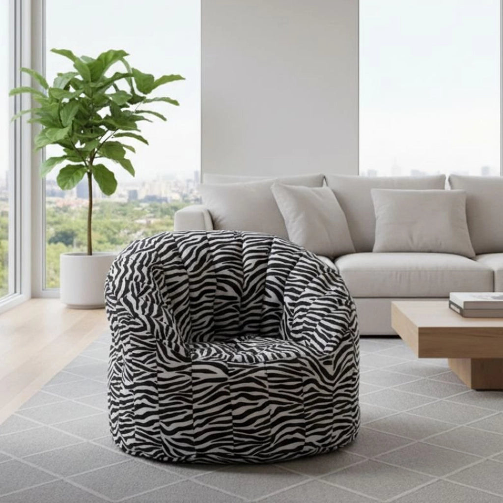 Poltrona imbottita Allos, effetto "zebrato", Misure 80 x 80 x 80 cm