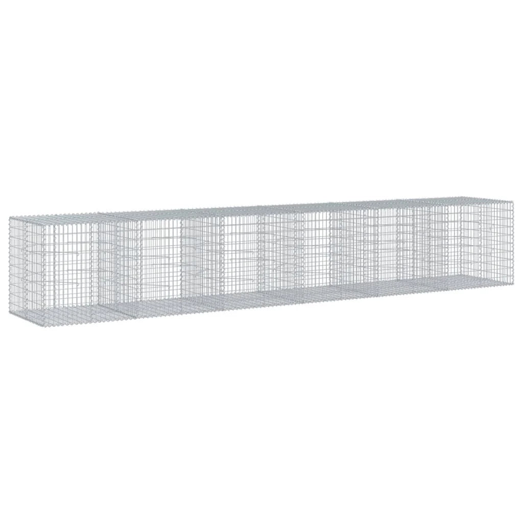 Gabbione recinto a gabbia muro di contenimento con coperchio 600 x 100 x 100 cm ferro zincato argento 02_0040179