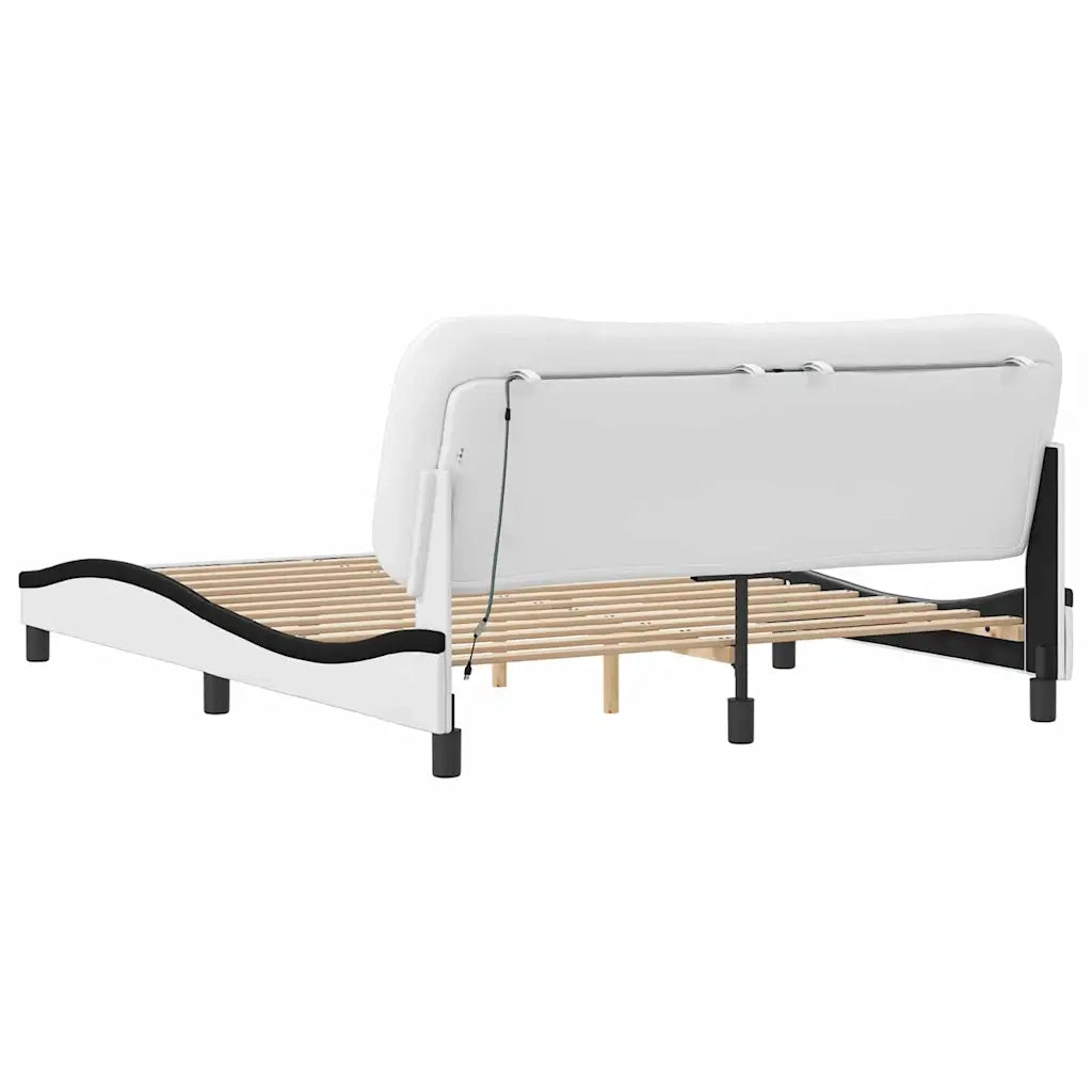 Giroletto senza Materasso Hvar Nero e Bianco 160x200 cm in Similpelle