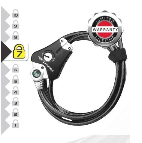 MASTER LOCK 8428EURDPRO Cavo di Sicurezza Python Regolabile 1,8 m x 10 mm Acciaio Rivestito in Vinile colore Nero