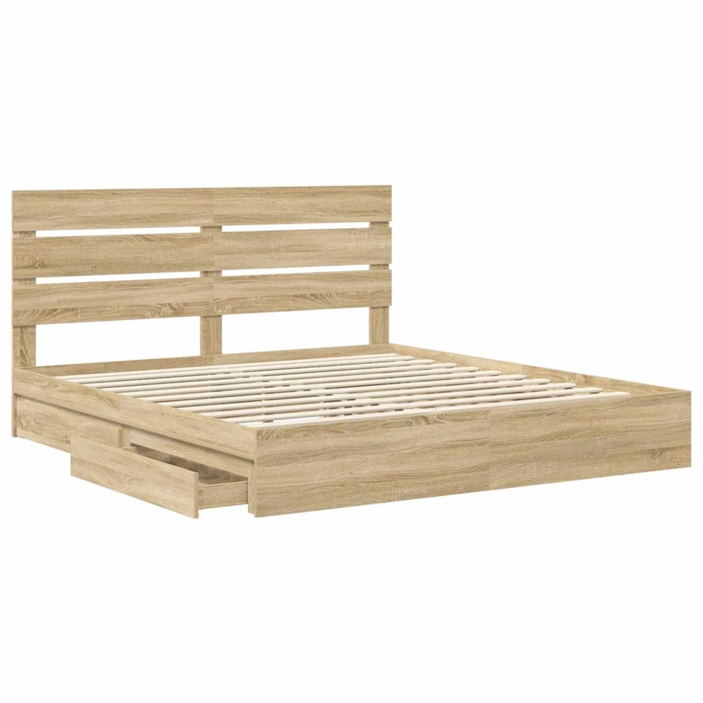 Letto con Contenitore con testiera Rovere Sonoma 180 x 200 cm 3411879